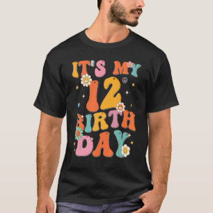 It's My 12th Birthday  12 Years Old Vintage Groovy T-Shirt