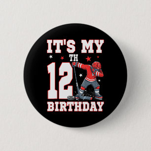 It's My 12th Birthday Boy Ice Hockey Dabbing 12 Ye 6 Cm Round Badge
