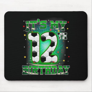 Its My 12th Birthday Boy Soccer 12 Years Old Party Mouse Pad