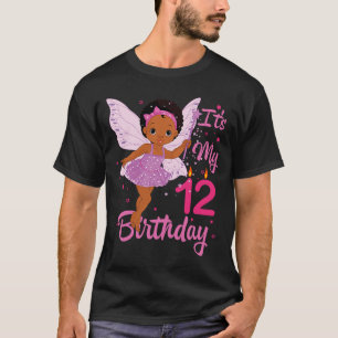 It's My 12th Birthday Cute Girl Black Kids 12 Year T-Shirt