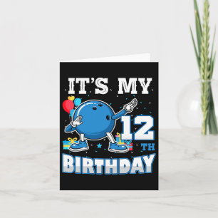 It's My 12th Birthday Dabbing Bowling 12 Years Old Card