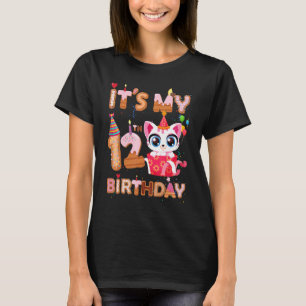 It's My 12th Birthday Girl Cat Birthday 12 Year Ol T-Shirt