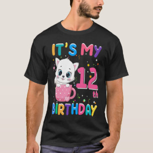 It's My 12th Birthday Girl Funny Cat Birthday 12 Y T-Shirt