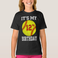 It's My 12th Birthday Girl Softball 12 Year Old