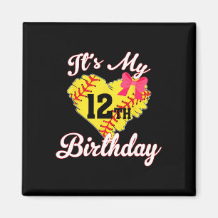 It's My 12th Birthday Softll Girl 12 Years Old  Magnet