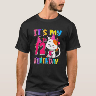 It's My 12th Birthday Teenager 12 Year Old Cat T-Shirt