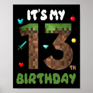 Its My 13th Birthday Funny 13 Yrs Old Video Gamer Poster
