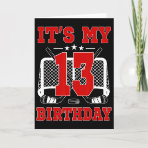 It's My 13th Birthday Girl Ice Hockey Theme 13 Yea Card