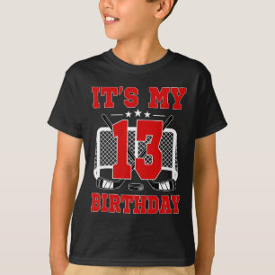 It's My 13th Birthday Girl Ice Hockey Theme 13 Yea T-Shirt