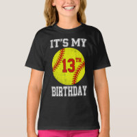 It's My 13th Birthday Girl Softball 13 Year Old