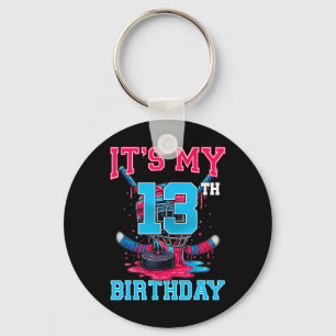 It's My 13th Birthday Hockey 13 Year Old Ice Cream Key Ring