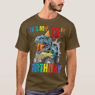 It's My 13th Birthday Monster Truck Dinosaur Boys T-Shirt