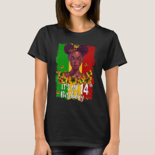 It's My 14th Birthday 14 Years Old Black Melanin W T-Shirt