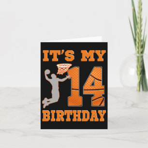 It's My 14th Birthday Bysketbyll Dunk Boy 14 Years Card
