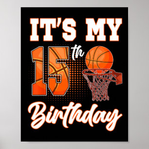 It's My 15th Birthday Sketll Theme Party 15 Years Poster
