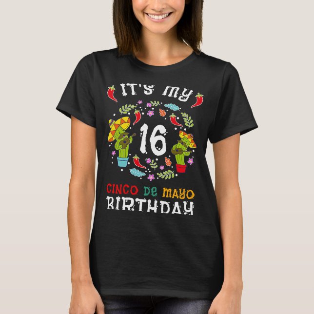It's My 16th Birthday Cinco De Mayo  Kid Men 5 De  T-Shirt (Front)