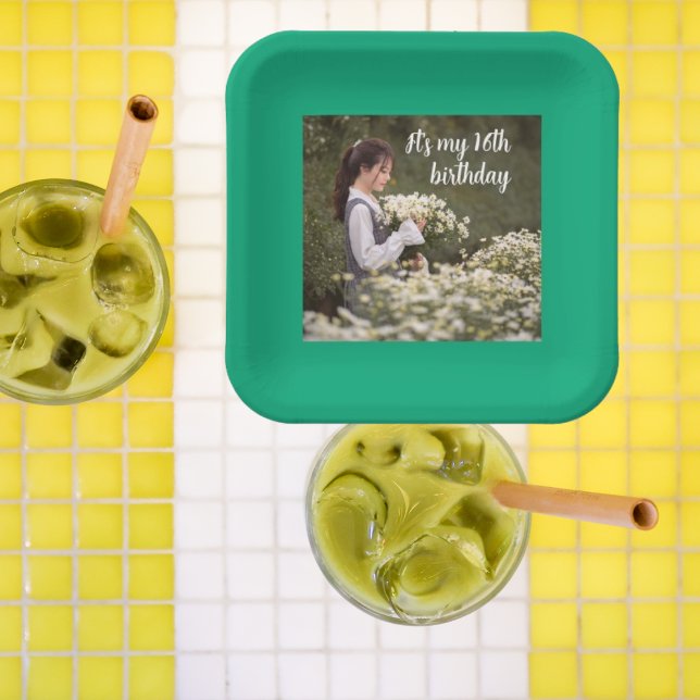 It's my 16th Birthday, Young Lady Floral Party Paper Plate (Creator Uploaded)