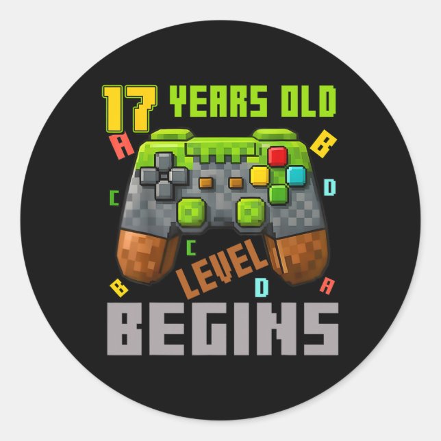 It's My 17th Birthday Pixel Gaming Controller 17 Y Classic Round Sticker (Front)
