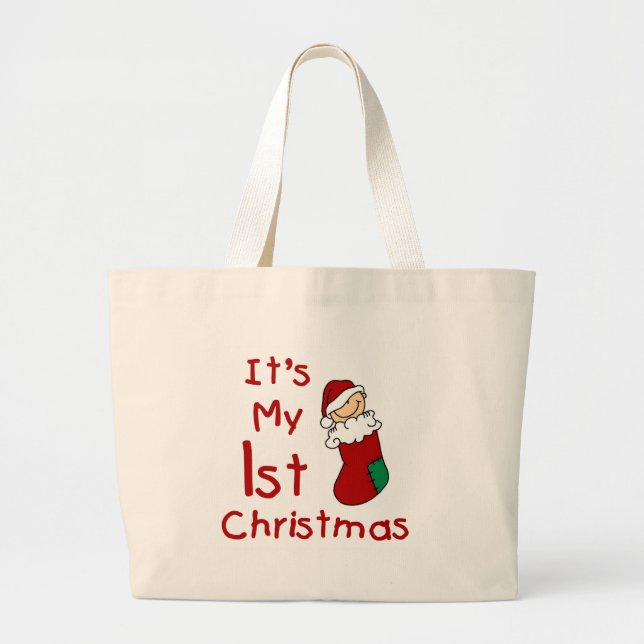 It's My 1st Christmas  Large Tote Bag (Front)