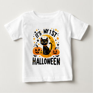 It's My 1st Halloween Pumpkin Black Cat Baby T-Shirt