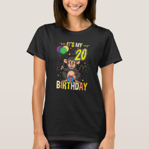 Its My 20th Birthday Chimpanzee Monkey T-Shirt