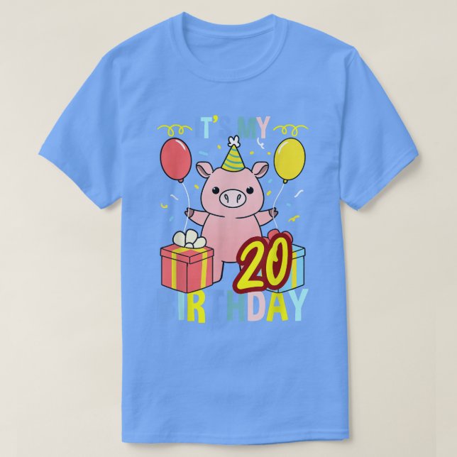 Its My 20th Birthday Pig for Pig Lover  T-Shirt (Design Front)