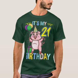 Its My 21st Birthday Cute Pig Premium  T-Shirt