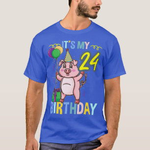 Its My 24th Birthday Cute Pig Premium  T-Shirt