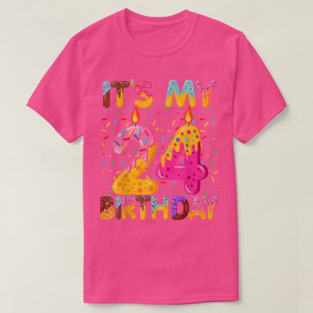 Its My 24th Birthday Sweet Donut 24 Years Old Funn T-Shirt (Design Front)