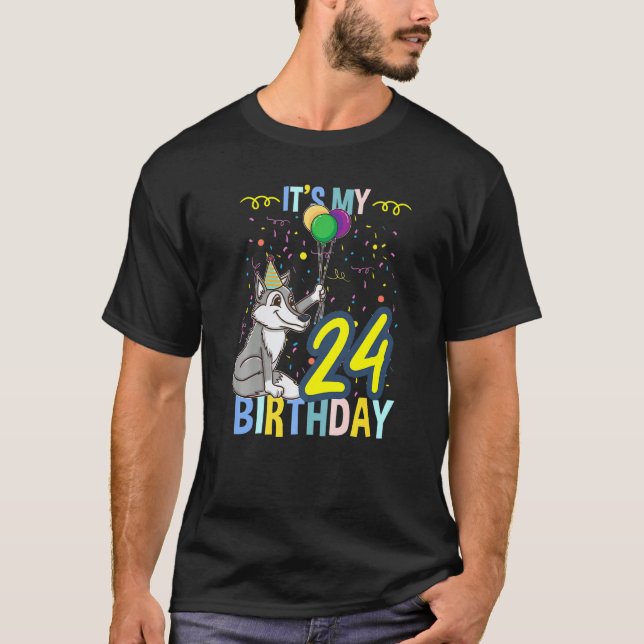 Its My 24th Birthday Wolf T-Shirt (Front)