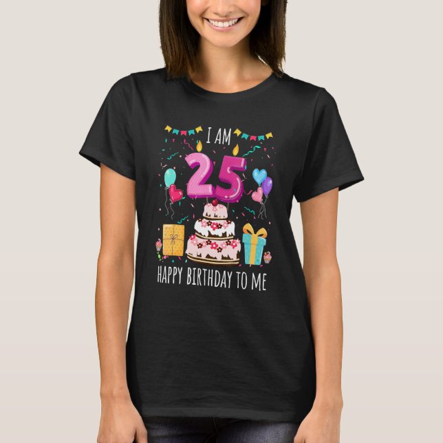 It's My 25th Birthday Cake Candle 25 Year Old Girl T-Shirt (Front)