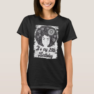 It's My 29th Birthday Black Afro Girl Birthday For T-Shirt