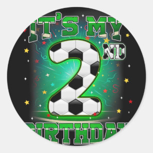 Its My 2nd Birthday Boys Soccer 2 Years Old Party  Classic Round Sticker