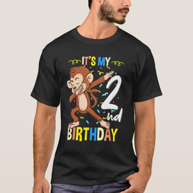 Its My 2nd Birthday Dabbing Monkey Animal T-Shirt (Front)