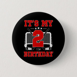 It's My 2nd Birthday Girl Ice Hockey Theme 2 Year 6 Cm Round Badge