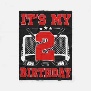 It's My 2nd Birthday Girl Ice Hockey Theme 2 Year Fleece Blanket