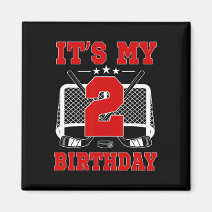 It's My 2nd Birthday Girl Ice Hockey Theme 2 Year  Magnet