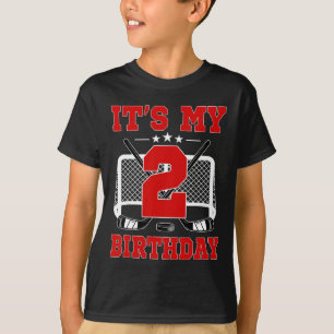 It's My 2nd Birthday Girl Ice Hockey Theme 2 Year T-Shirt