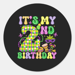 It's My 2nd Birthday Mardi Gras Party Kids Two Yea Classic Round Sticker
