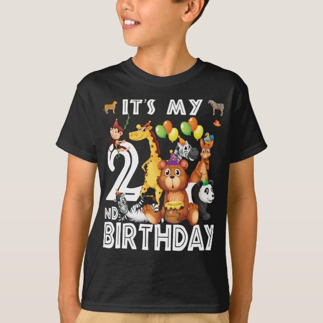 Its My 2nd Birthday Safari Jungle Animals Lovers T-Shirt (Front)