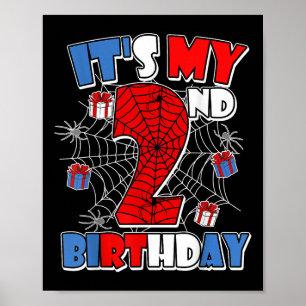 Its My 2nd Birthday Spider Theme Party Boy Birthda Poster