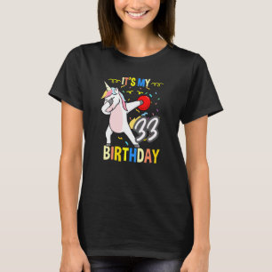Its My 33rd Birthday Dabbing Unicorn Bowling T-Shirt