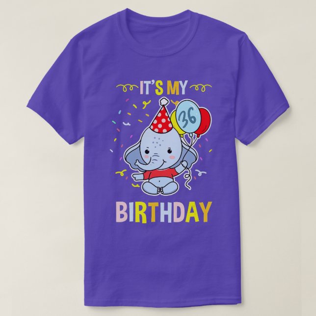 Its My 36th Birthday Elephant  T-Shirt (Design Front)