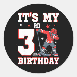 It's My 3rd Birthday Boy Ice Hockey Dabbing 3 Year Classic Round Sticker