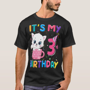 It's My 3rd Birthday Girl Cat Birthday 3 Year Old T-Shirt