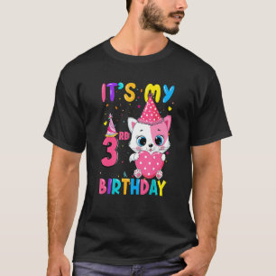 It's My 3rd Birthday Girl Cat Birthday 3 Years Ol T-Shirt