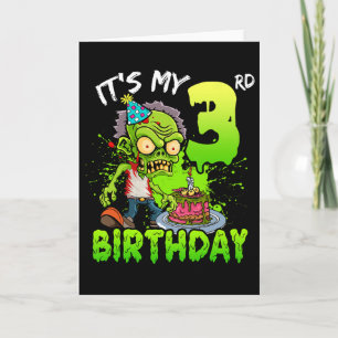 It's My 3rd Birthday Zombie Lover 3 Year Old Boys  Card