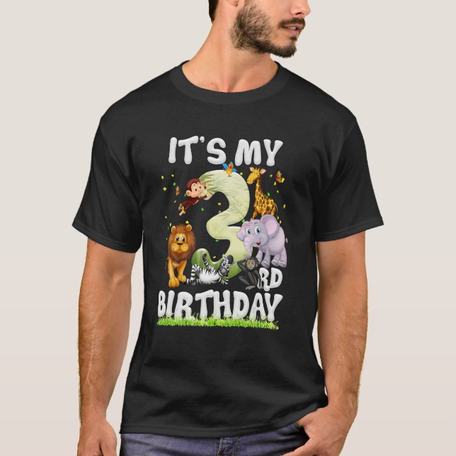 It's My 3rd Birthday Zoo Jungle Safari 3 Years Old T-Shirt (Front)