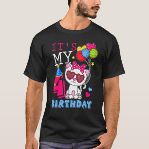 It's My 4 Years Old Birthday Cat Kitty 4th B day T-Shirt