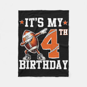 It's My 4th Birthday 4 Years Old Birthday Football Fleece Blanket